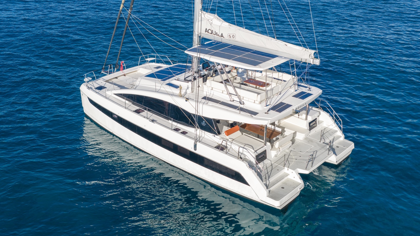 Aquila 50 Sail hybrid sailing catamaran — port side view